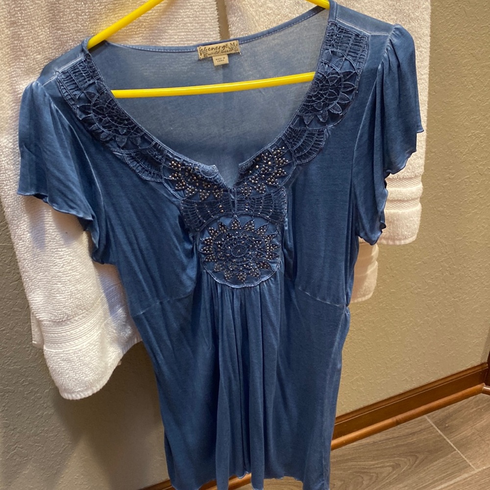 Energe World Wear Short-Sleeve Top Medium Dusky Blue